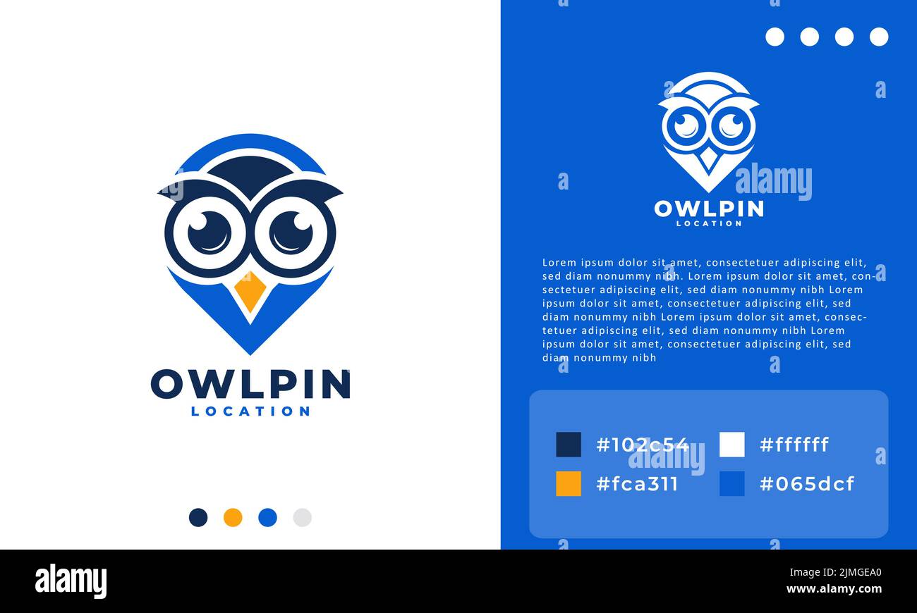 Eine Vektordarstellung des Owlpin Standort Logo Beispiel Vorlage Hintergrund Stock Vektor