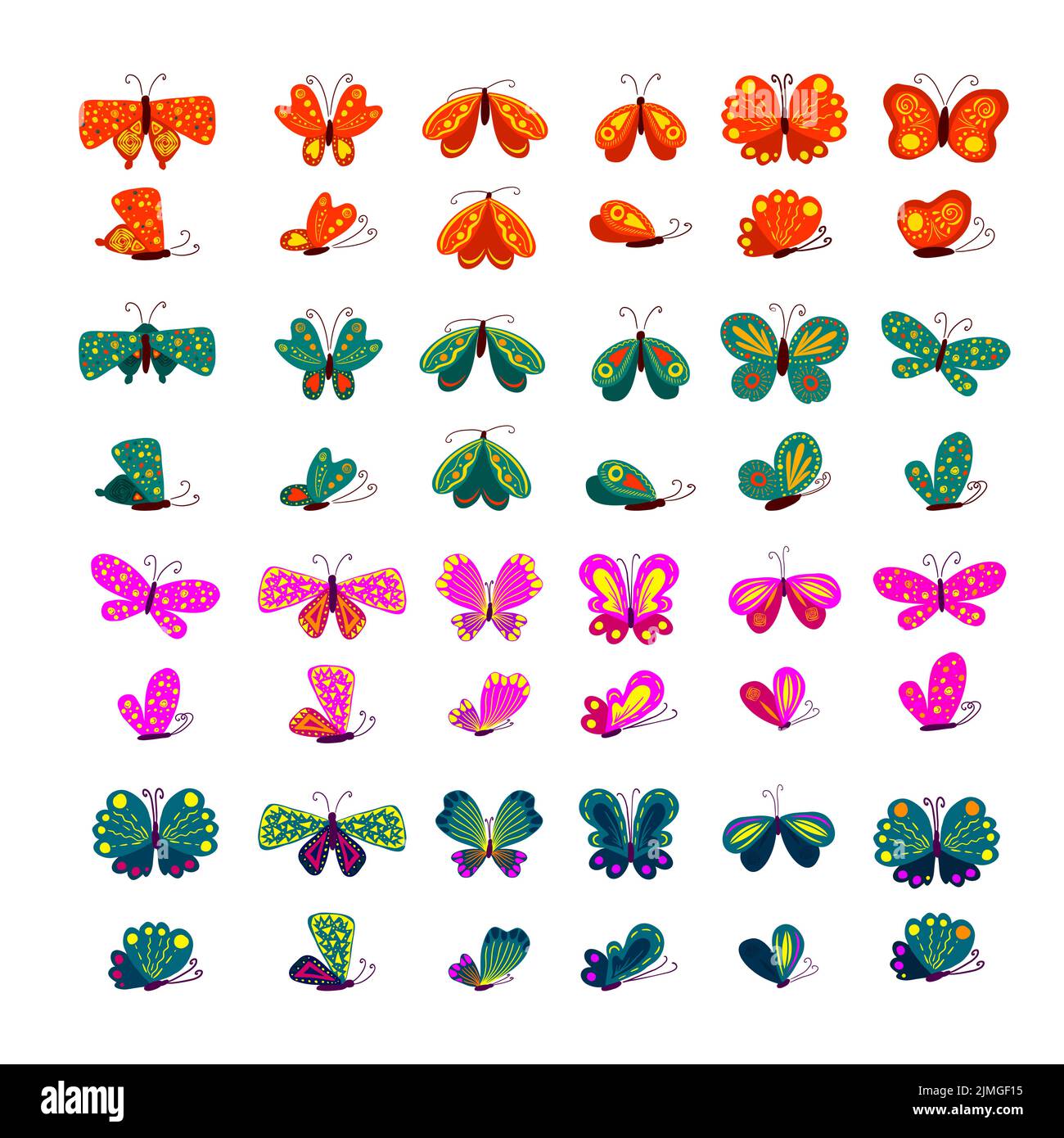 Set von farbigen Schmetterlingen. Vektorgrafik Stock Vektor