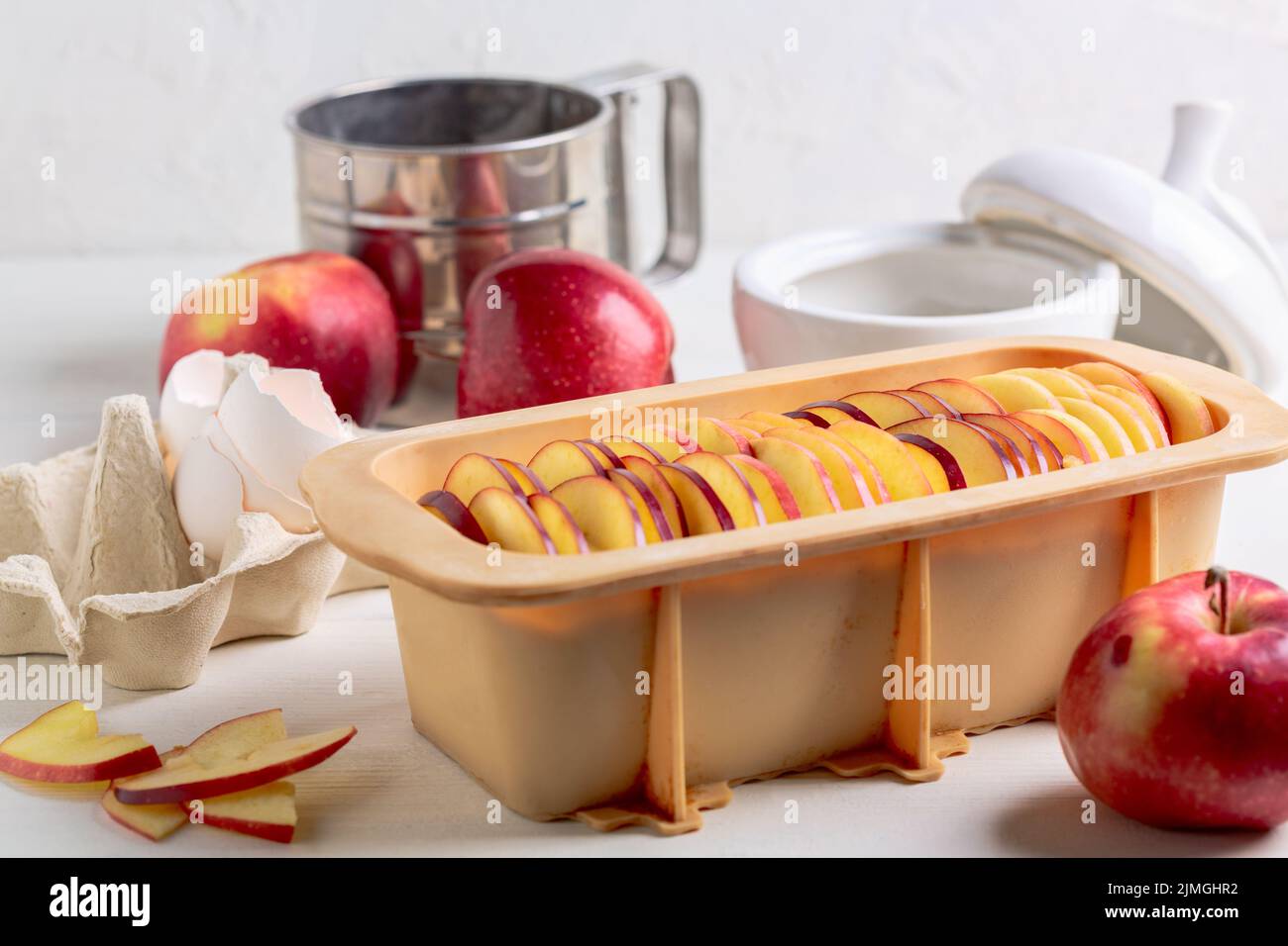 Kochen Apfelkuchen. Stockfoto