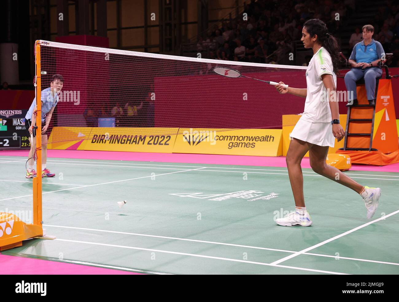 NEC Birmingham, Birmingham, Großbritannien. 6. August 2022. Birmingham, Großbritannien. Badminton:.PV Sindhu (IND) vs JW Goh (MAS). PV Sindhu gewann die Einzel-QF der Frauen. (Bild: © Seshadri Sukumar/ZUMA Press Wire) Stockfoto