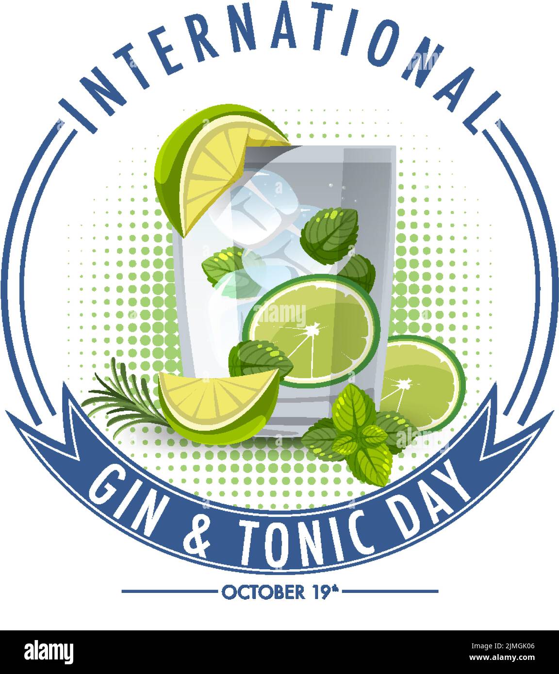 Illustration zum internationalen Gin und Tonic Day Banner Stock Vektor