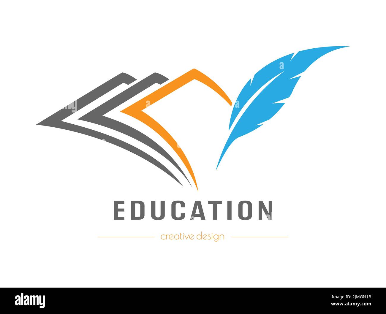 Bildung. Ein Stift und ein Stück Papier. Ein Designelement für ein Logo, eine Marke, einen Aufkleber oder ein Etikett. Symbolvorlage für Websites und Anwendungen. Flacher Style Stock Vektor