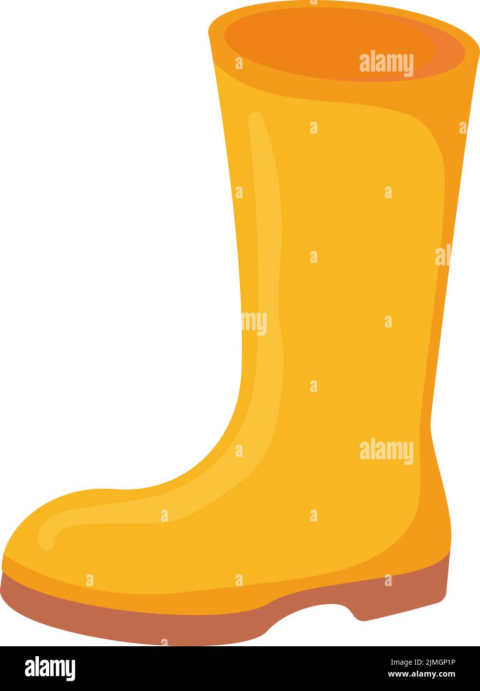 Gelber Gummistiefel oder -Schuh in Herbstfarbe. Gartenarbeit regnerischen Tuch Konzept. Stock Vektor-Illustrationen isoliert auf weißem Hintergrund. Stock Vektor