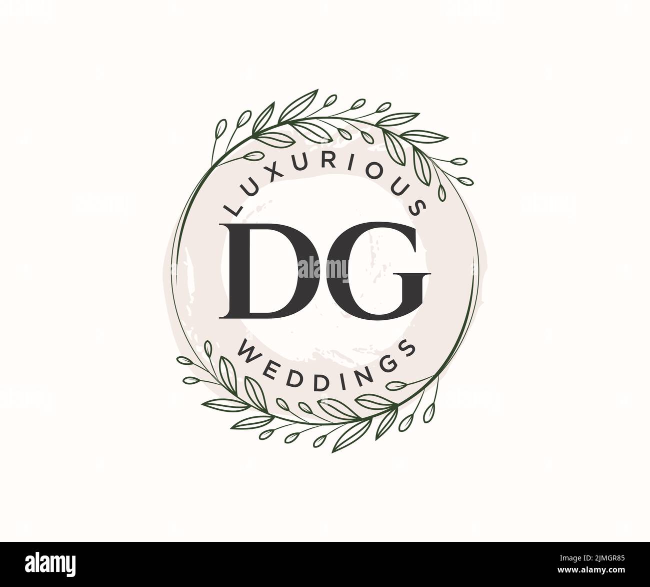 DG Initials Letter Hochzeitslogo-Vorlage, handgezeichnete moderne minimalistische und florale Vorlagen für Einladungskarten, Save the Date, elegant Stock Vektor