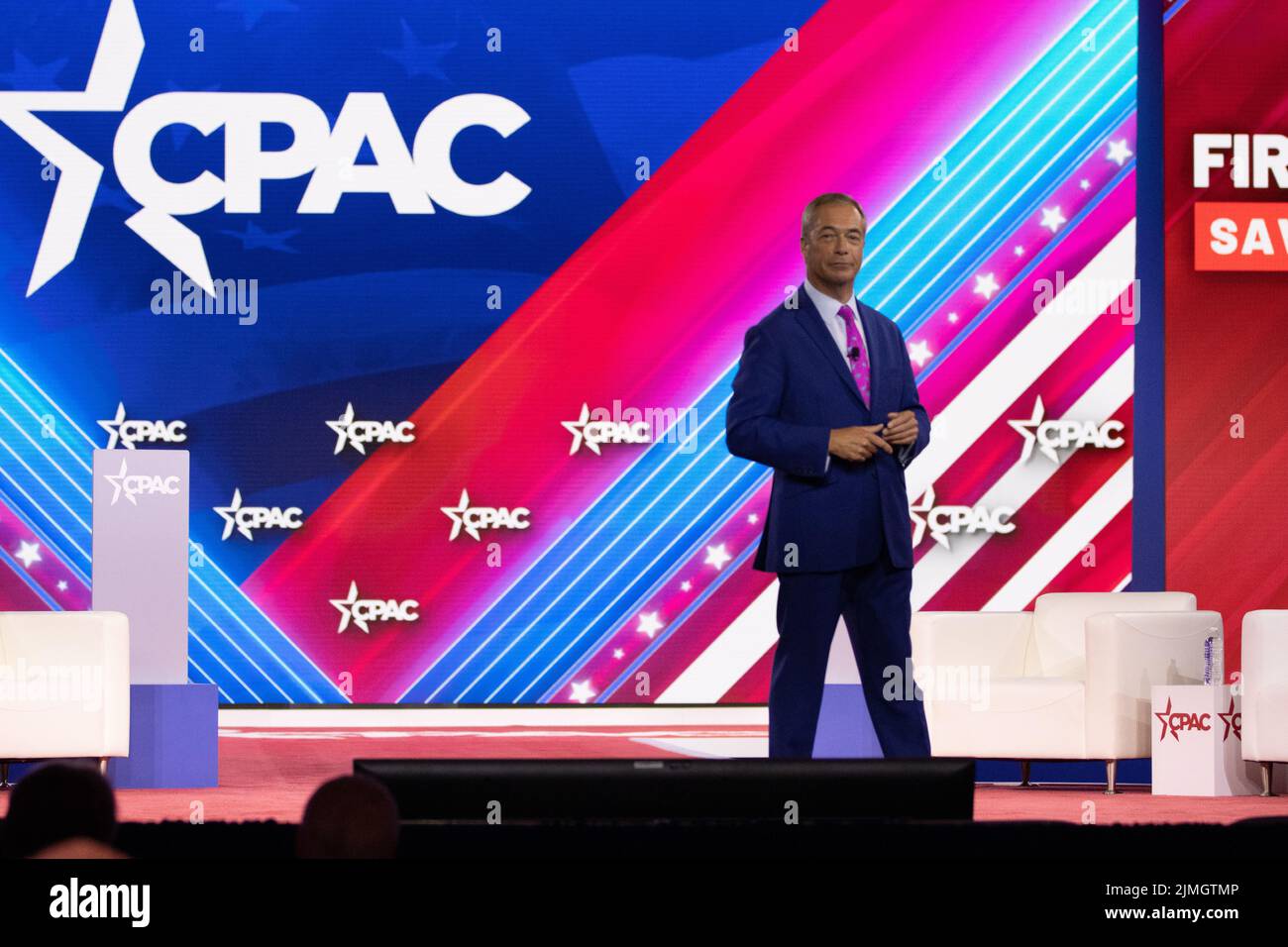 Dallas, USA. 06 August 2022. Nigel Farage hält Bemerkungen auf der konservativen politischen Aktionskonferenz. Kredit: Valerio Pucci / Alamy Stockfoto