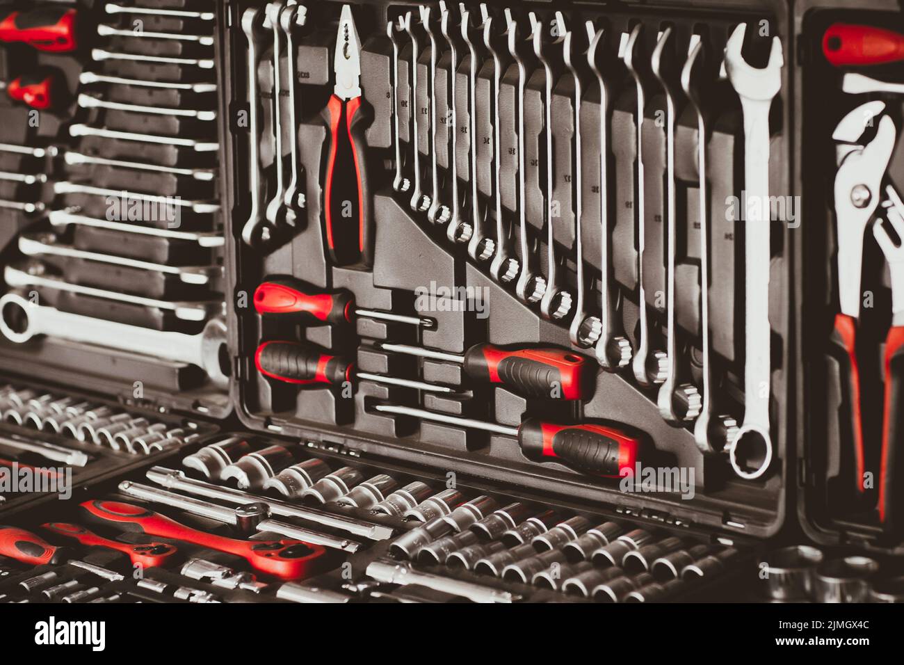 Mechanische unverzichtbare Instrumente Schraubenschlüssel Werkzeuge Stockfoto