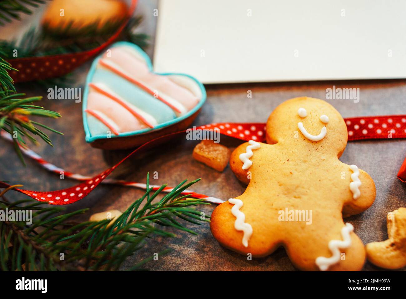 weihnachten Essen Geschenk hausgemachte Lebkuchenkekse Stockfoto