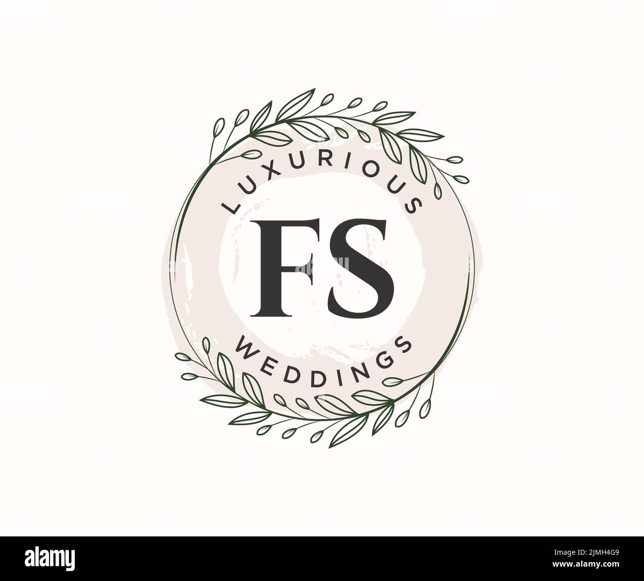 FS Initialen Brief Hochzeit Monogramm Logos Vorlage, handgezeichnete moderne minimalistische und florale Vorlagen für Einladungskarten, Save the Date, elegant Stock Vektor