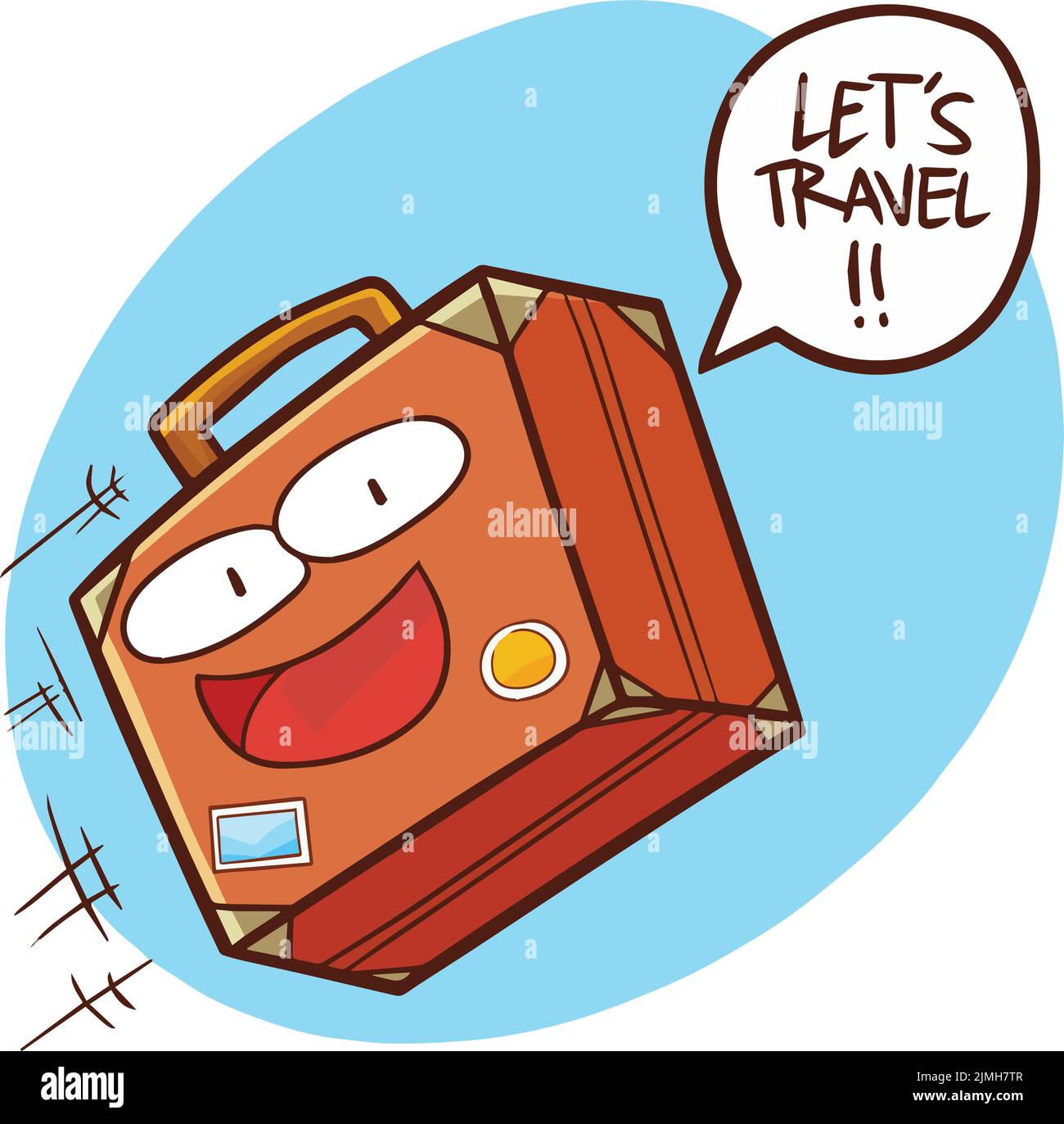 Ein Vektor von Reisetasche fliegen und einladend für Reisen isoliert auf weißem Hintergrund Stock Vektor