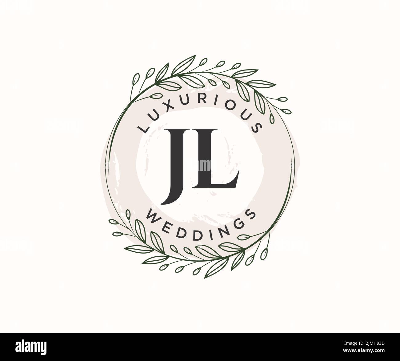 JL Initials Letter Hochzeit Monogramm Logos Vorlage, handgezeichnete moderne minimalistische und florale Vorlagen für Einladungskarten, Save the Date, elegant Stock Vektor