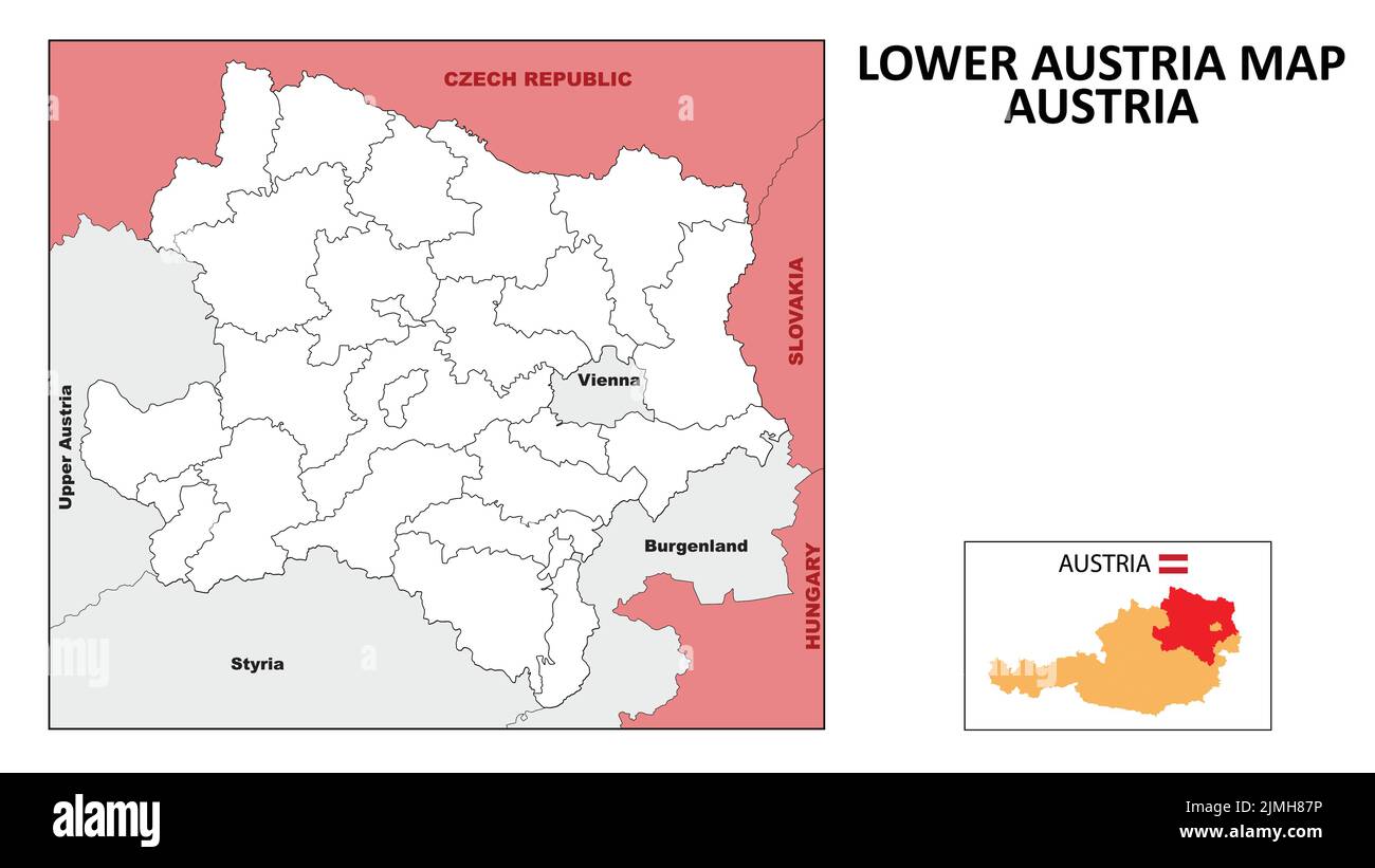 Niederösterreich Karte. Landes- und Kreiskarte von Niederösterreich