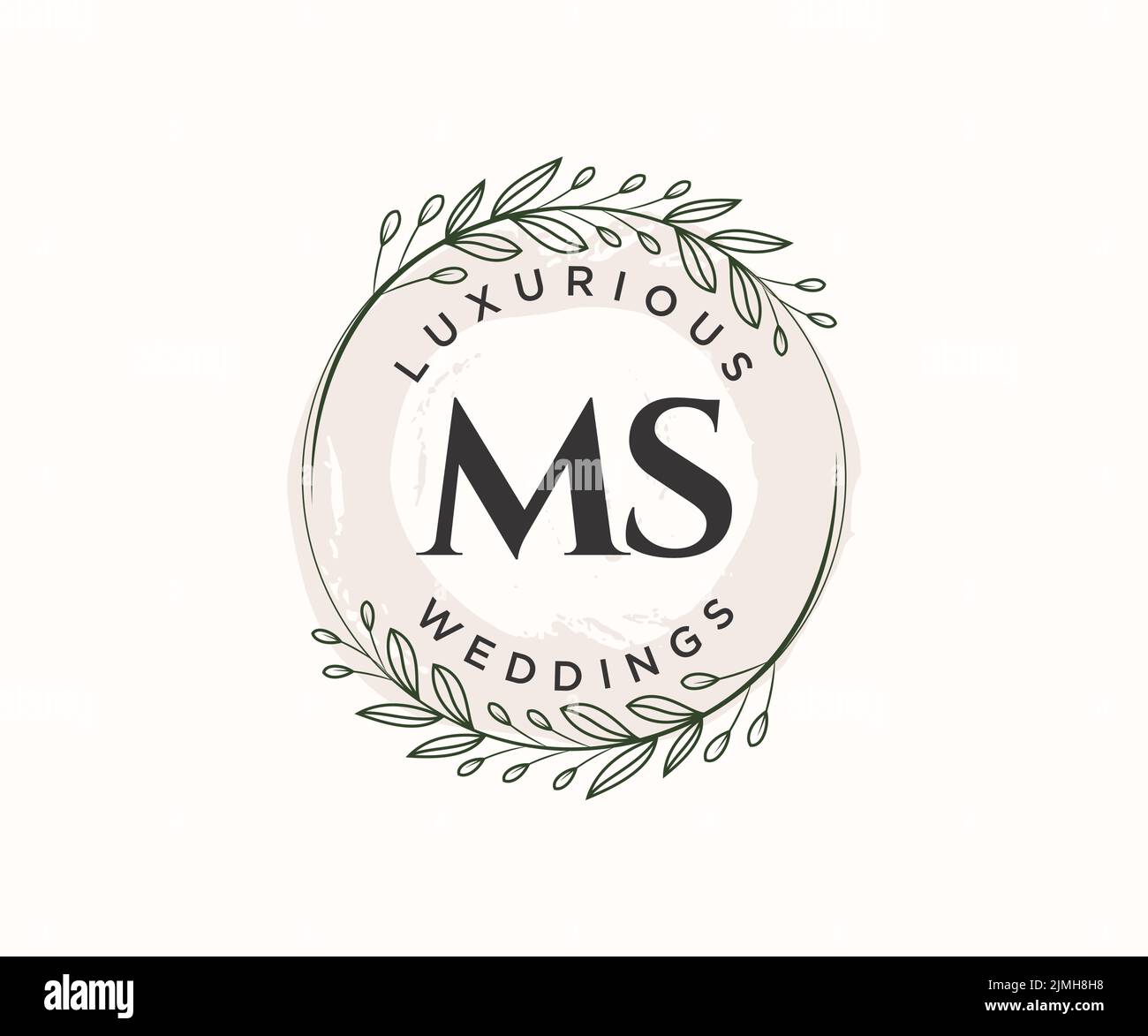 MS Initials Letter Hochzeit Monogramm Logos Vorlage, handgezeichnete moderne minimalistische und florale Vorlagen für Einladungskarten, Save the Date, elegant Stock Vektor