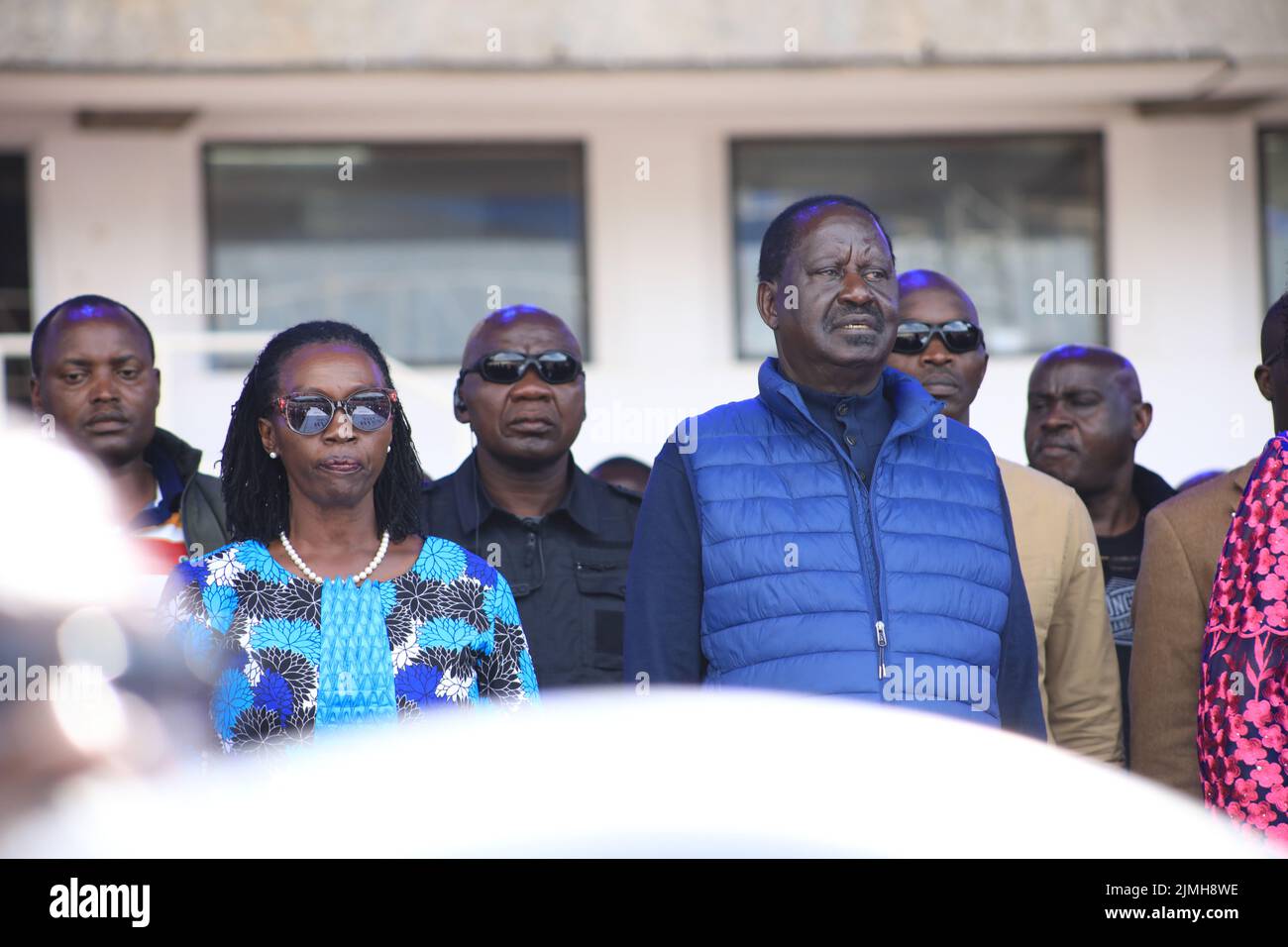 Nairobi, Kenia. 06. August 2022. Azimio la Umoja eine kenianische Präsidentschaftskandidatin Raila Odinga und seine Laufgefährtin Martha Karua werden am letzten Wahlkampftag im Kasarani-Stadion in Nairobi gesehen. Die Parlamentswahlen vom 9. August 2022 werden sein fünfter Versuch sein, den Vorsitz zu führen. (Foto von John Ochieng/SOPA Images/Sipa USA) Quelle: SIPA USA/Alamy Live News Stockfoto