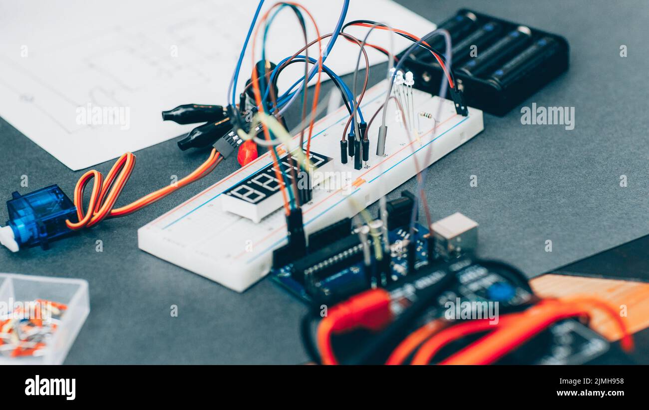 Elektronik Engineering Breadboard Konstruktion Stockfoto