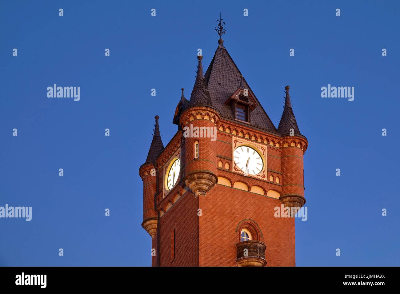 Altstädter Rathausturm am Abend, Gronau, Münsterland, Nordrhein-Westfalen, Deutschland, Europa Stockfoto