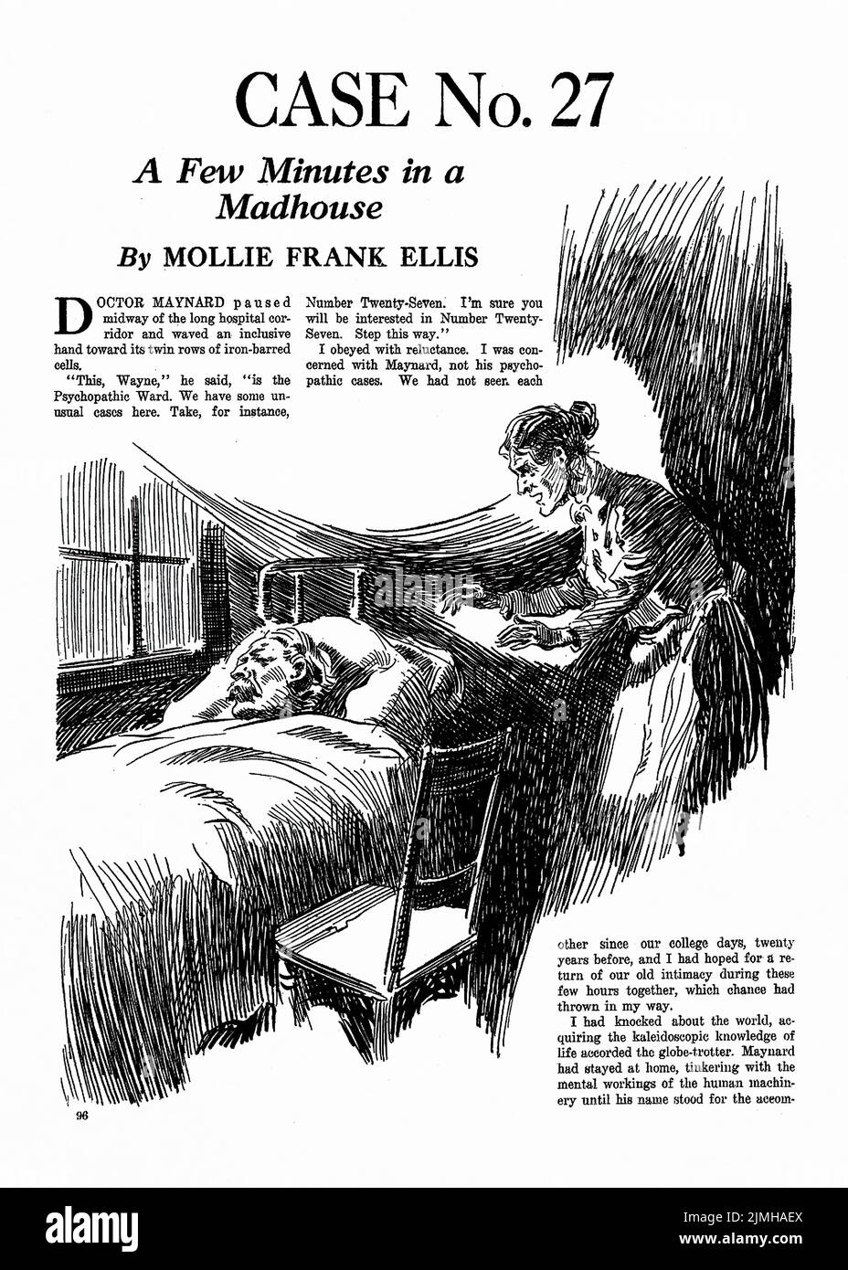 Fall Nr. 27, von Mollie Frank Ellis. Illustration aus Weird Tales, Mai 1923 Stockfoto