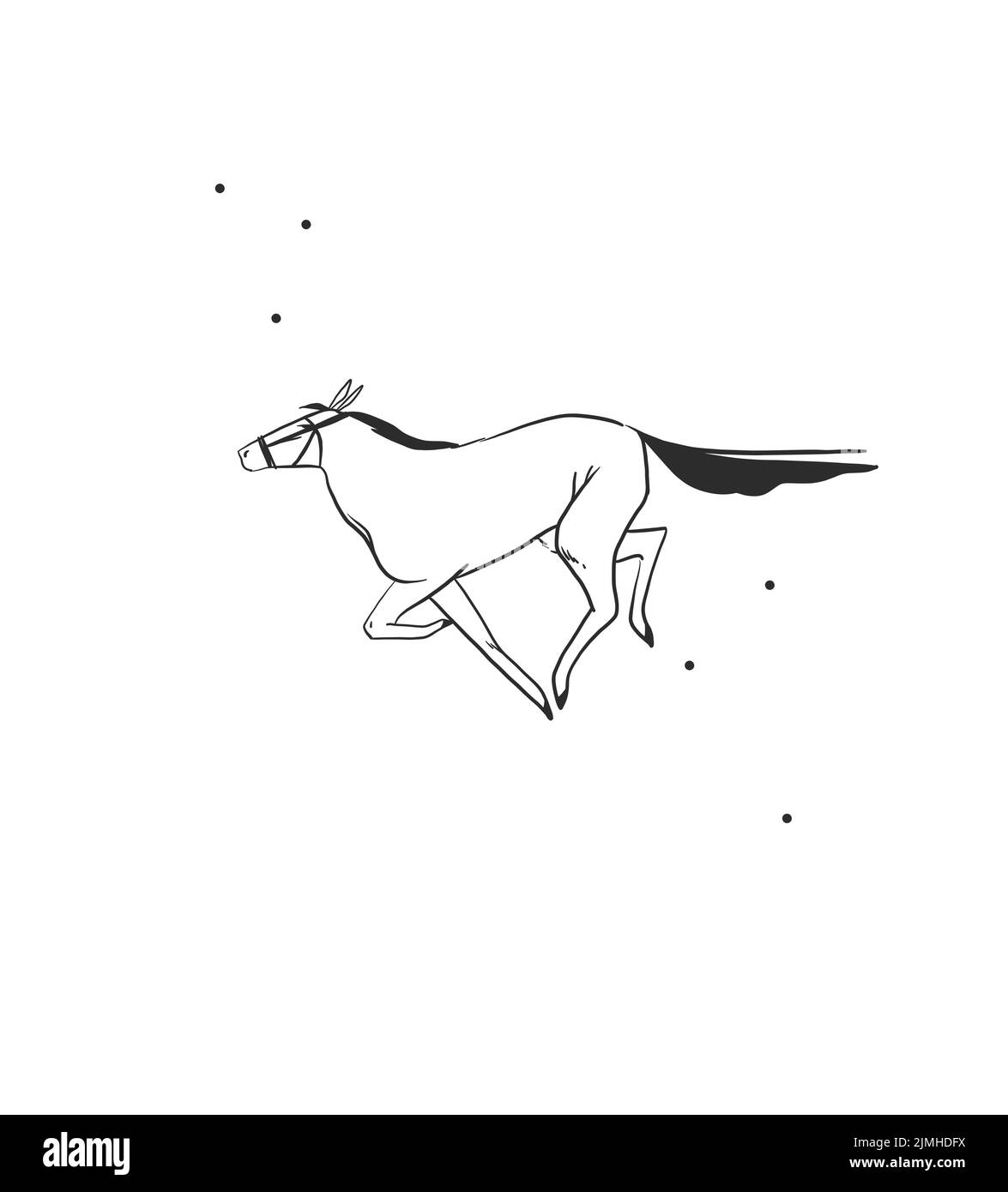Handgezeichnete abstrakte Vektor Grafik Clipart Illustration boho Pferd Logo Element isoliert.Western Design concept.Bohemian wilden Westen zeitgenössische Kunst Stock Vektor