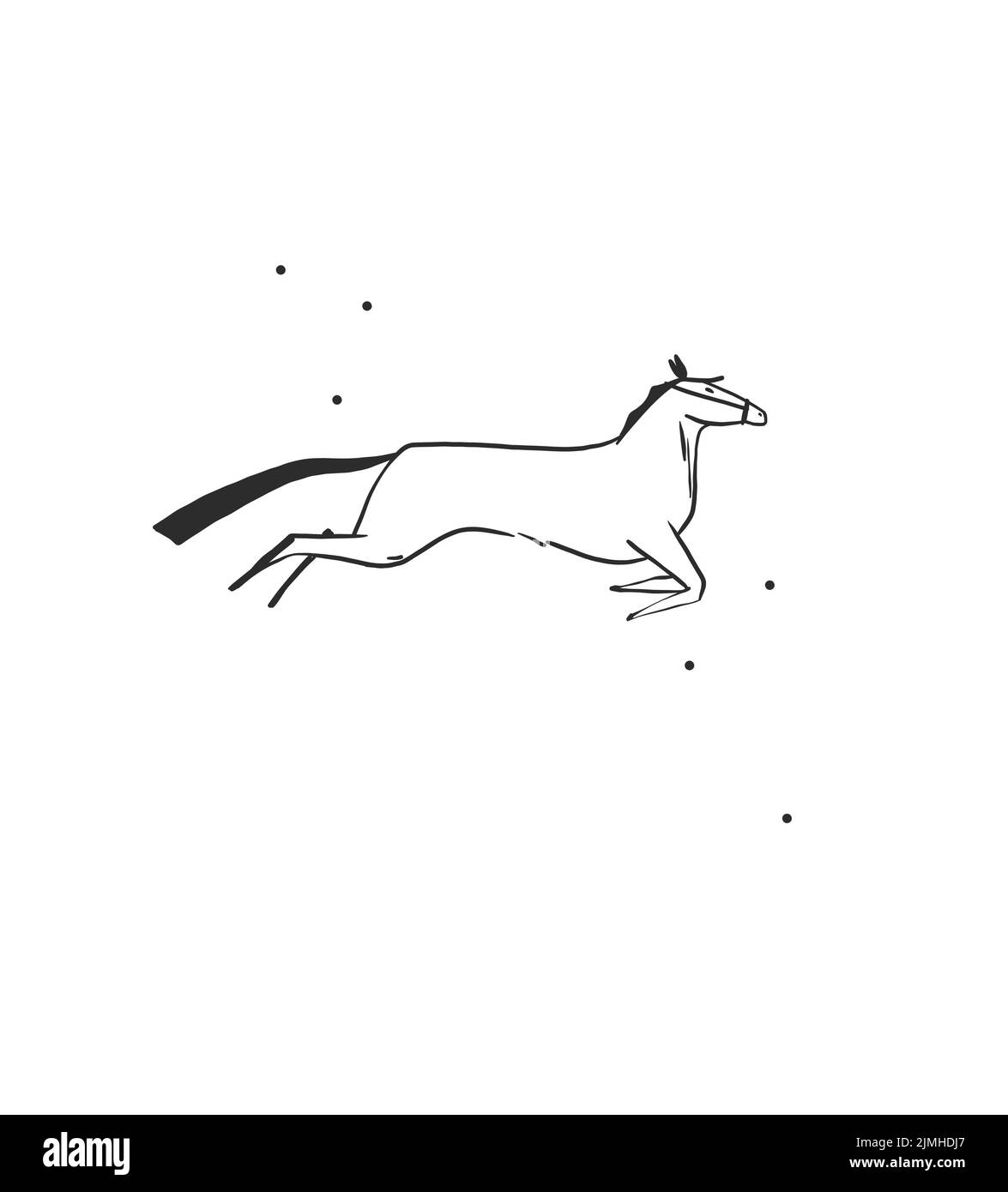 Handgezeichnete abstrakte Vektor Grafik Clipart Illustration boho Pferd Logo Element isoliert.Western Design concept.Bohemian wilden Westen zeitgenössische Kunst Stock Vektor