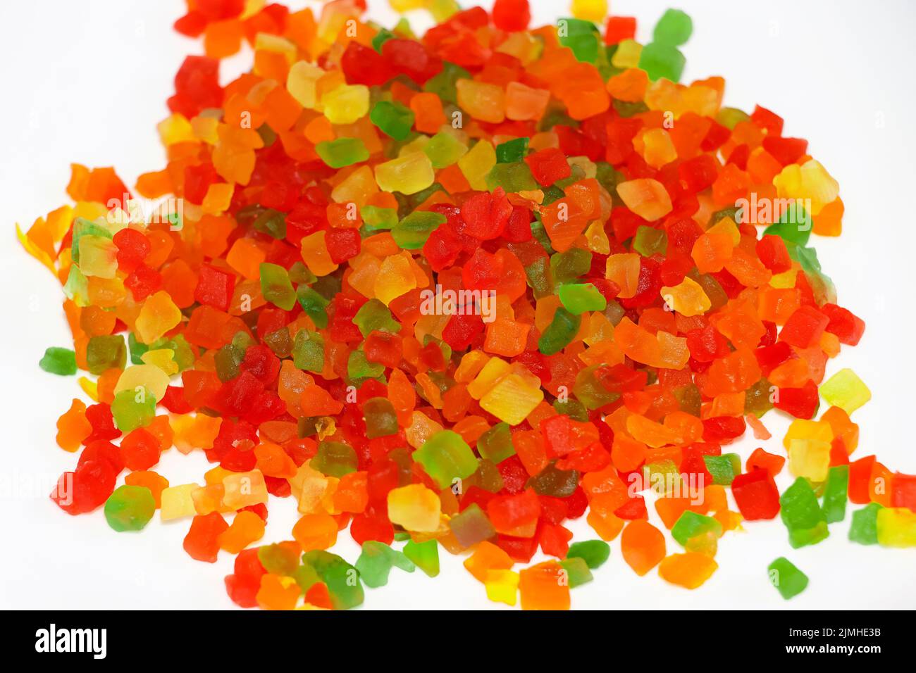 Nahaufnahme Bild Von Sweet Bunte Tutti Frutti Auf Weißem Hintergrund Stockfoto