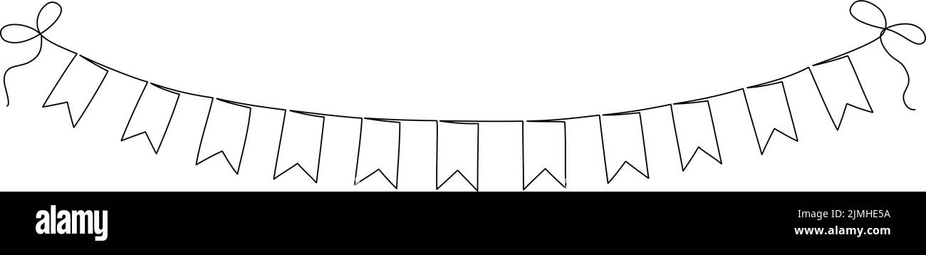 Kontinuierliche Linienzeichnung der Girlande. Vektorgrafik Stock Vektor