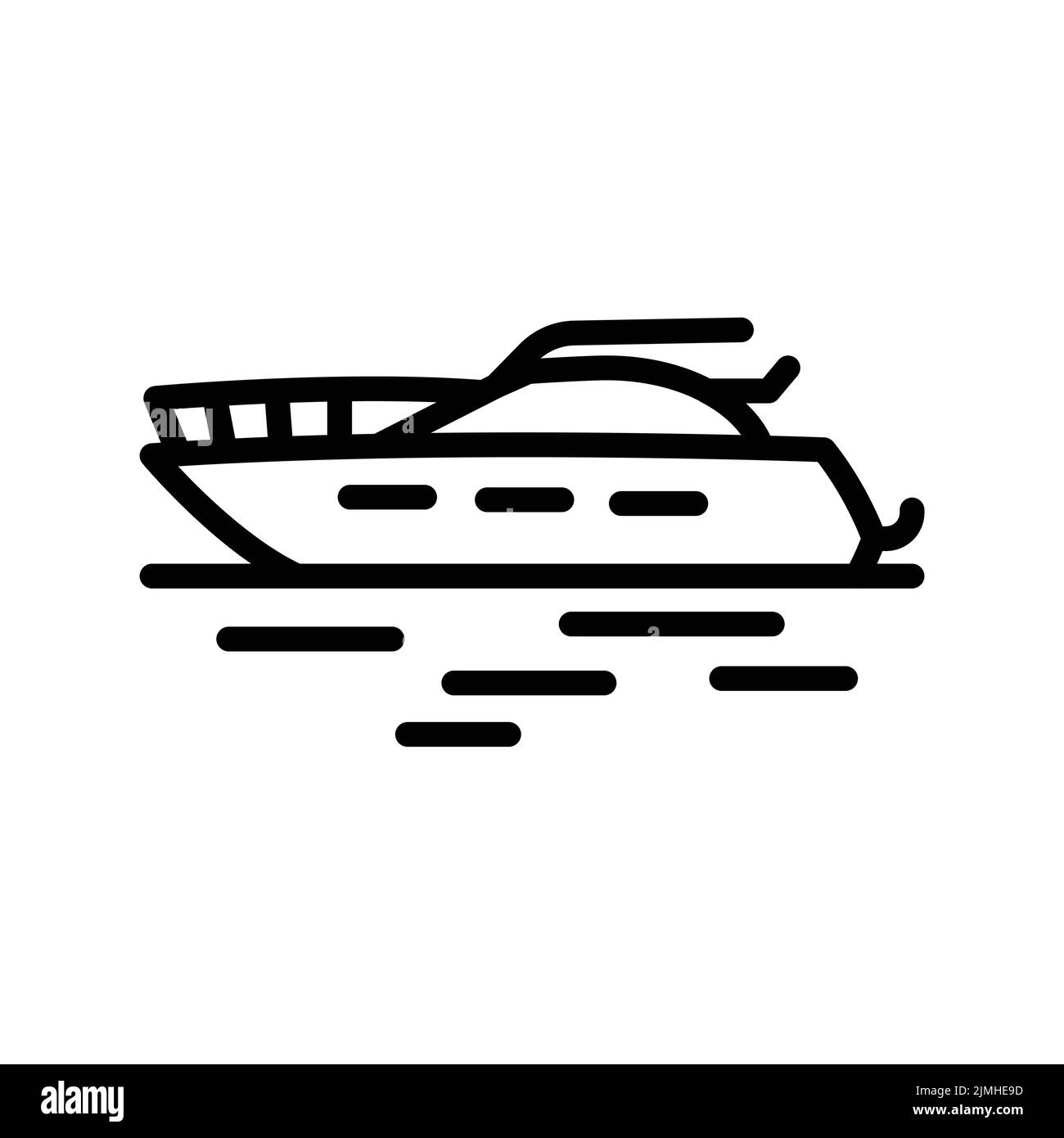 Schnellboot-Symbol mit schwarzer Linie. Wasseraktivität. Piktogramm für Webseite. Stock Vektor
