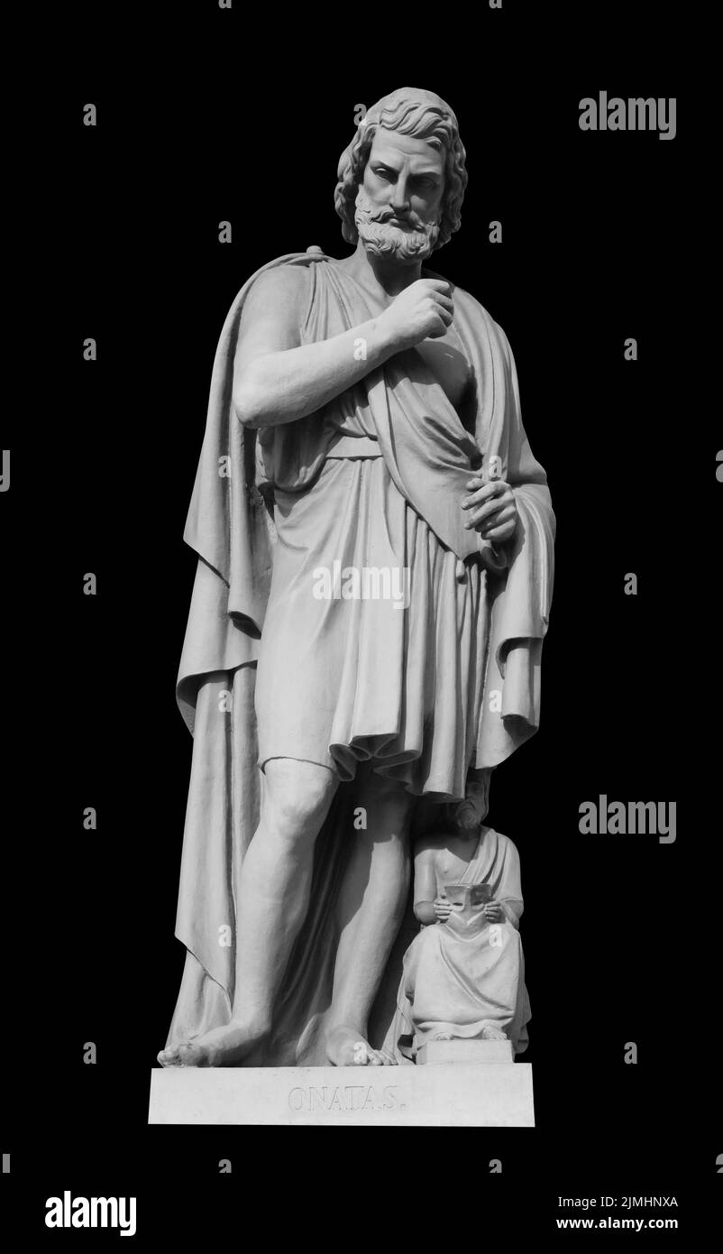 Statue von Olatas in Sankt Petersburg. Er war ein alter griechischer Bildhauer aus der Zeit der Perserkriege und ein Mitglied des Mehls Stockfoto