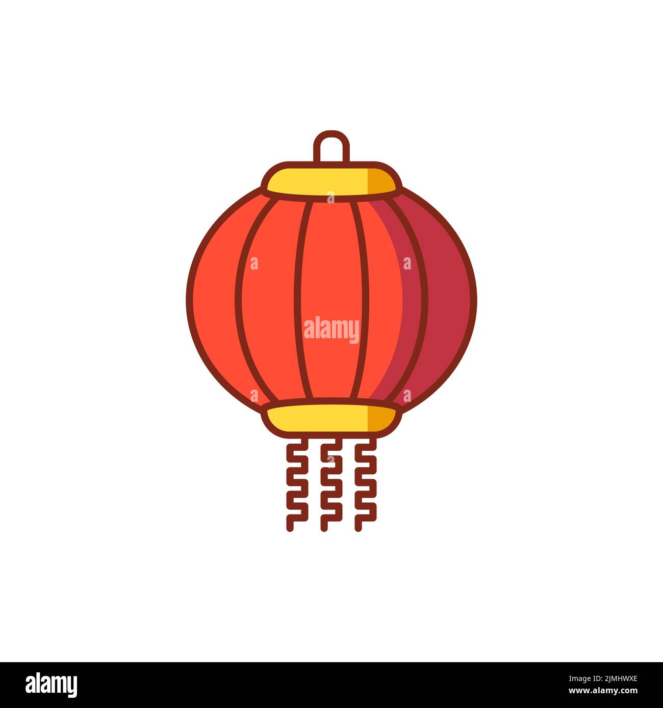 Eine Illustration einer roten chinesischen Laterne mit weißem Hintergrund Stock Vektor