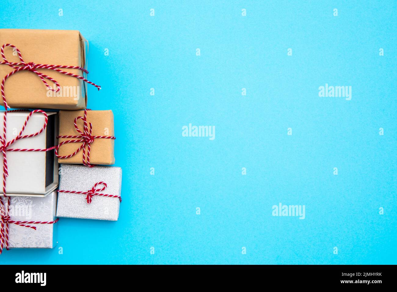 Verschiedene Geschenke mit Platz für Kopien Stockfoto