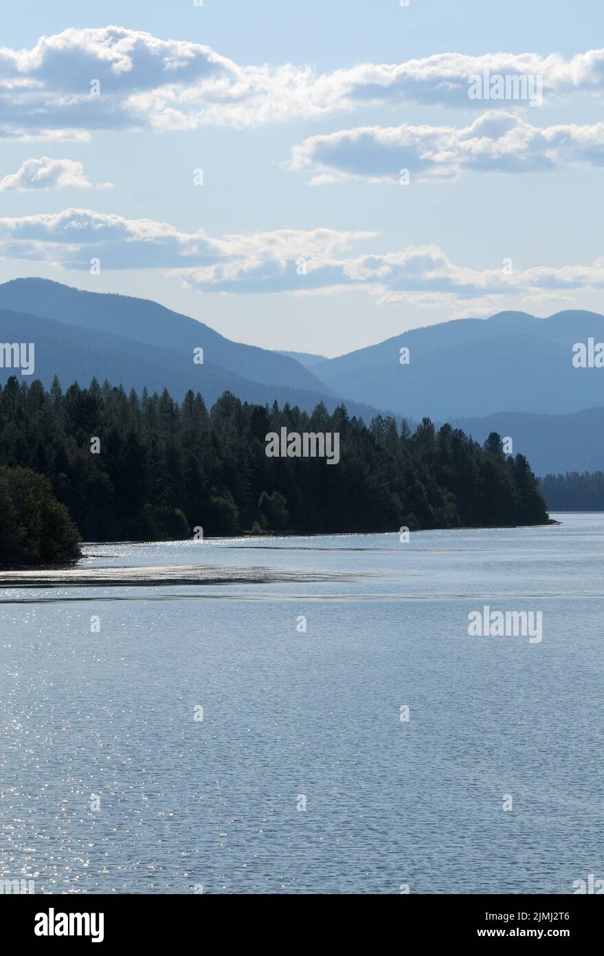 Clark Fork River und die Bitterroot Mountains in Montana, USA Stockfoto