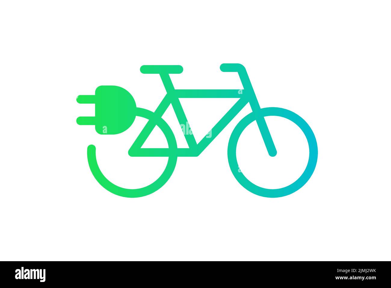 Symbol für ein elektrisches Fahrrad. Grünes Gradientenkabel elektrisches Fahrrad und Stecker-Ladesymbol. Umweltfreundliches Elektrofahrzeugsign-Konzept. Vector batteriebetriebene E-Bike Transport eps Illustration Stock Vektor