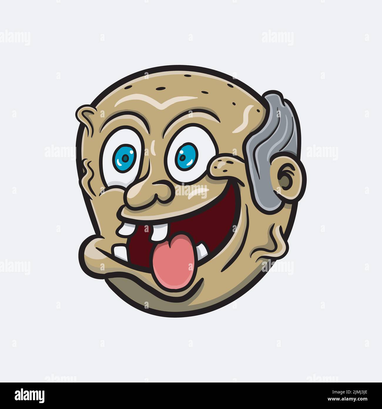 Ein Vektor-Illustration Maskottchen Cartoon-Figur eines lustigen alten Mannes mit kahlen Kopf und Lachen Ausdruck Stock Vektor