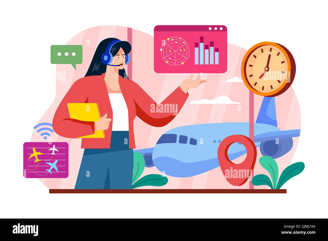 Fluglotse für die Verwaltung von Flugflügen Stock Vektor