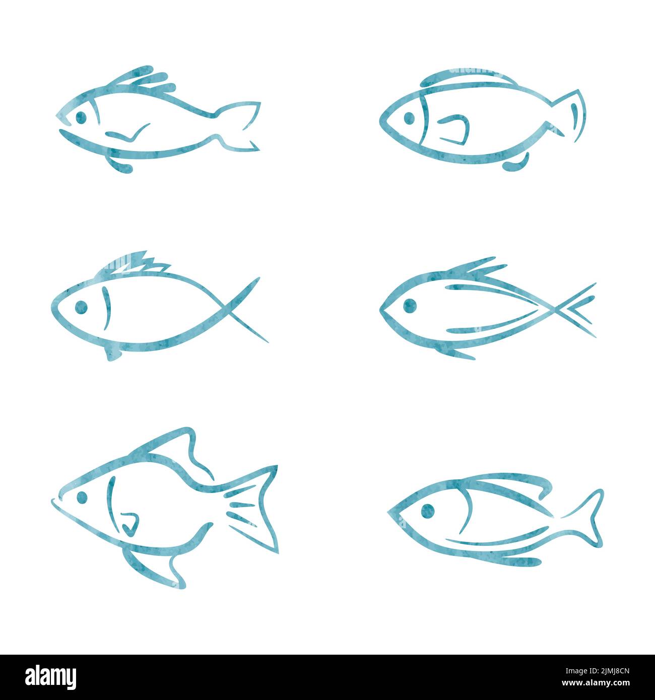 Satz von Aquarell-Fischsymbolen. Vector Logos Kollektion. Stock Vektor