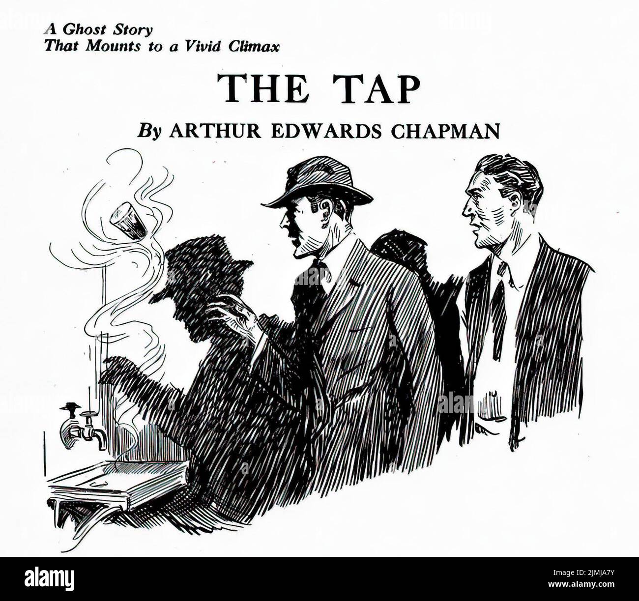 The Tap, von Arthur Edwards Chapman. Illustration aus Weird Tales, Februar 1924 Stockfoto