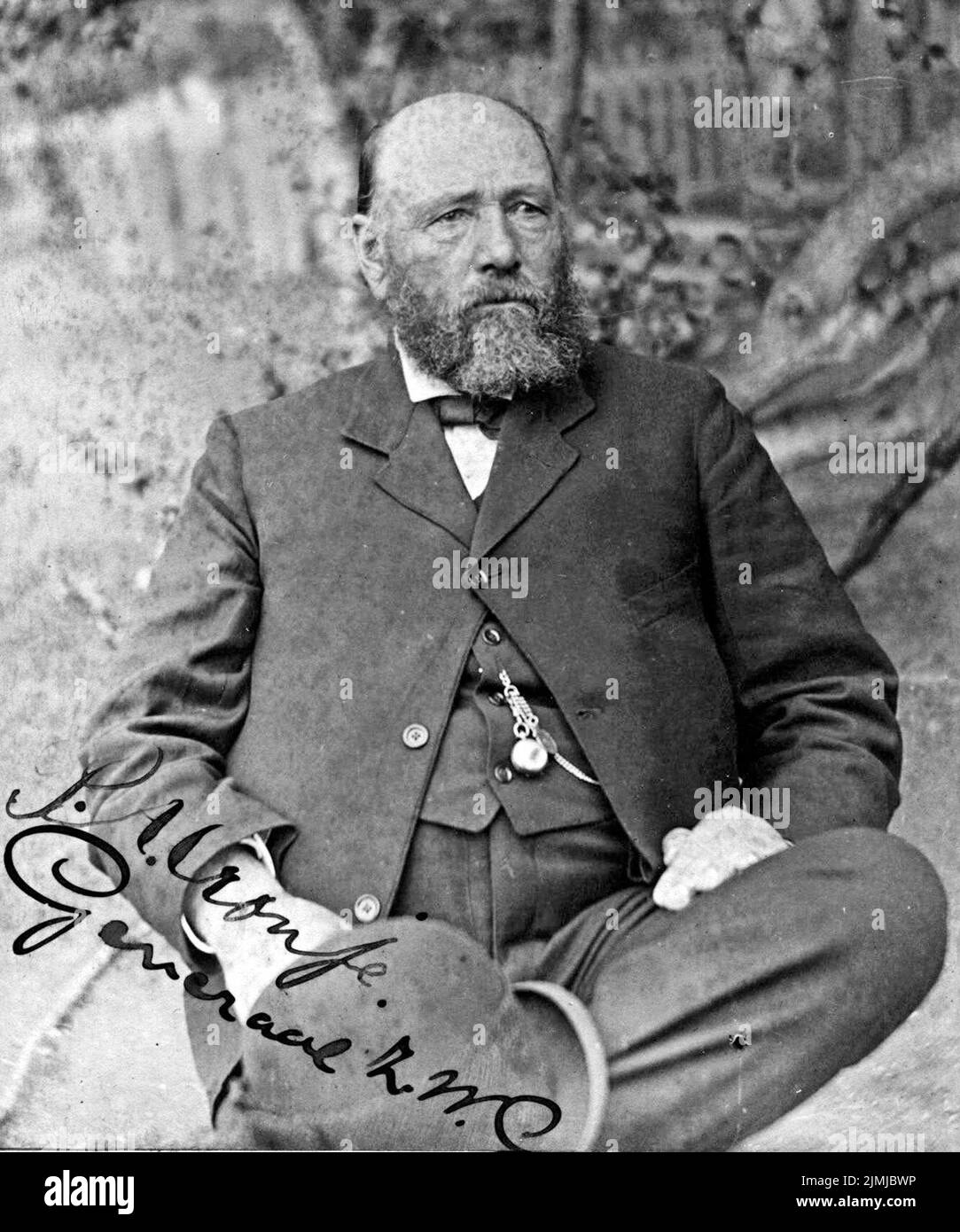 General Piet Cronjé als Kriegsgefangener in St. Helena, 1900–02. Nach dem Verlust der Schlacht von Paardeberg wurde er zusammen mit 4.000 Soldaten gefangen genommen. Stockfoto