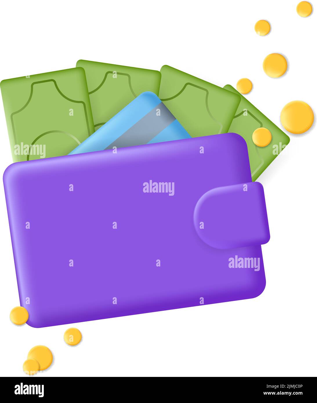 Geldbörse Geldbörse 3D Symbol. Kreative blaue Geldbörse isoliert auf Weiß. Vektorgrafik Tasche Stock Vektor