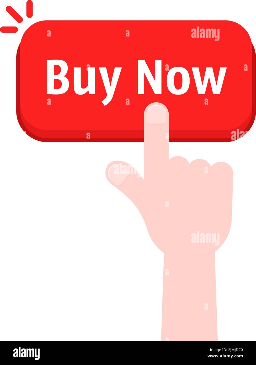 Drücken Sie die rote Taste „Jetzt kaufen“ per Hand Stock Vektor