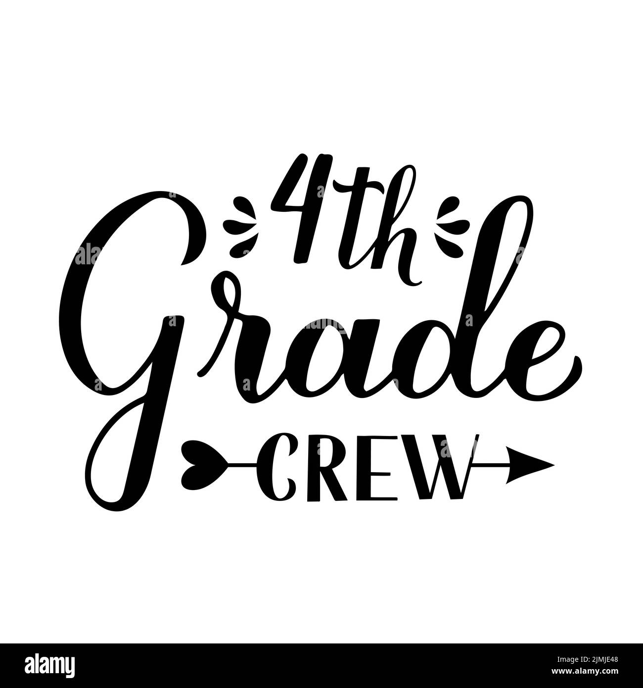 4. Grad Crew Kalligraphie Handschriftzug isoliert auf weiß. Erster Schultag. Vektorvorlage für Typografie Poster, Banner, Flyer, Grußkarte, Stock Vektor