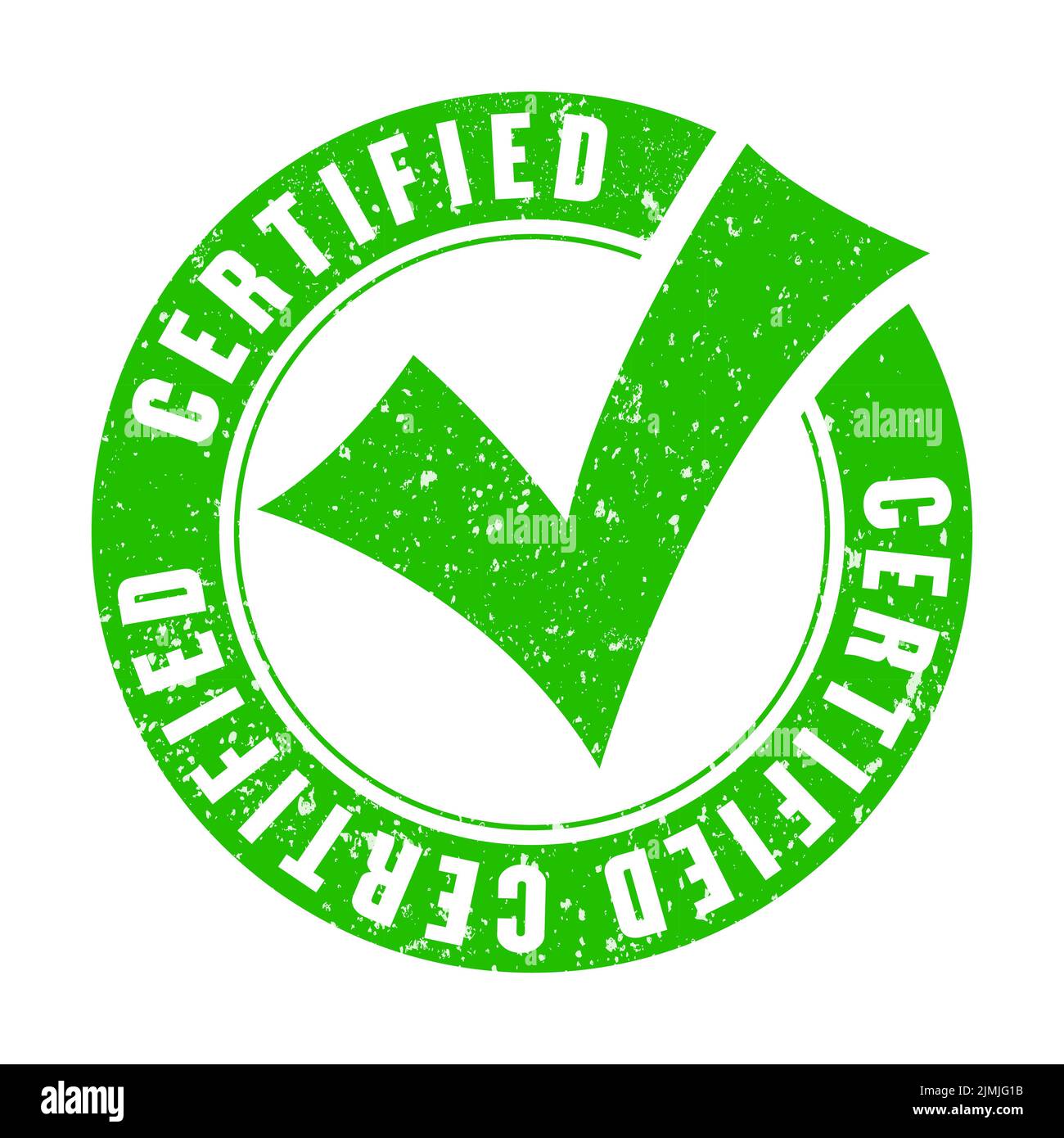 Grünes rundes zertifiziertes Vektorsymbol auf weißem Hintergrund isoliert Stock Vektor
