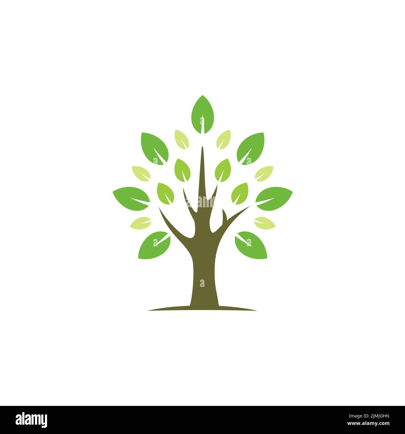 Einfacher Baum mit grünen Blättern Logo Stock Vektor