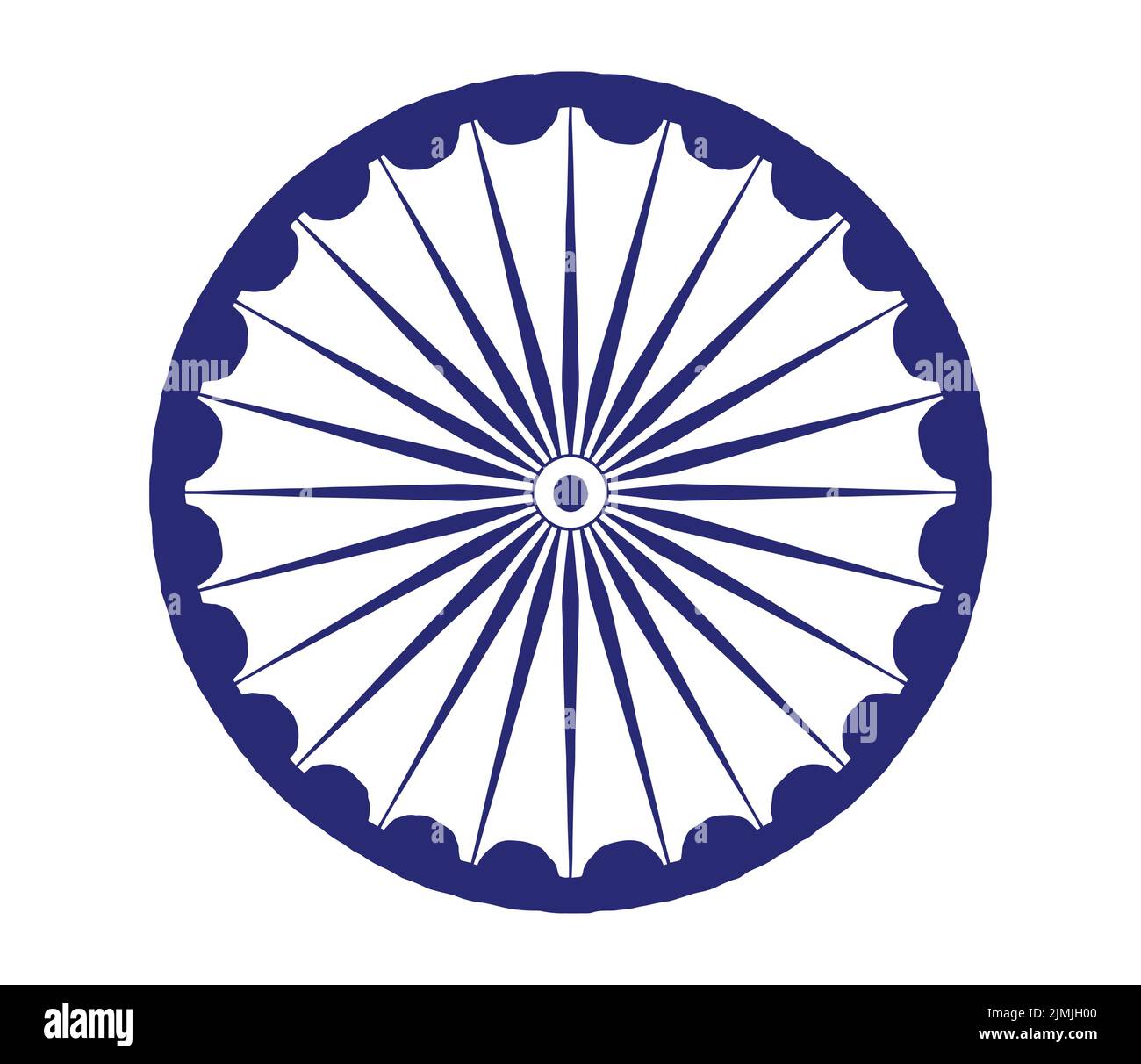 Happy Independence Day Handgezeichnete Ashoka Chakra Rad Vektor-Illustration. Indischer Nationalfeiertag 15. August Digitale Skizze Graphic Resource. Grunge T Stock Vektor