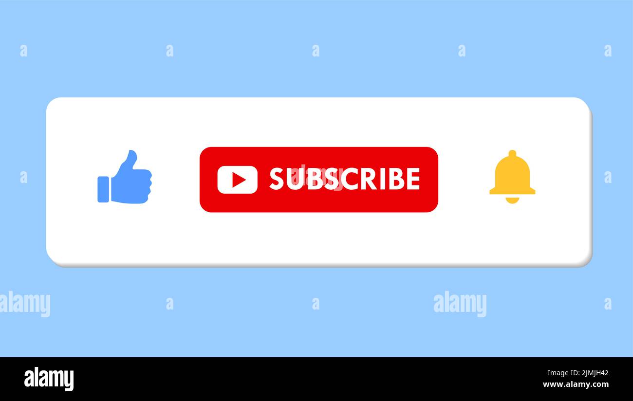 Like Subscribe Bell UI Element Icons for Content Creators Banner Illustration Stock Vektor