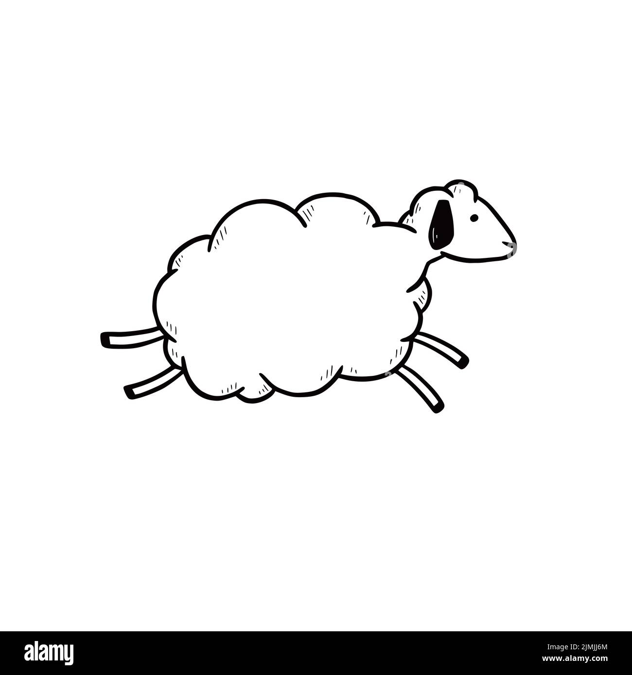 Handgezeichnete niedliche Wolle Schafe. Doodle-Skizzenstil. Zeichnungslinie einfaches Schaf Symbol. Isolierte Vektordarstellung. Stock Vektor