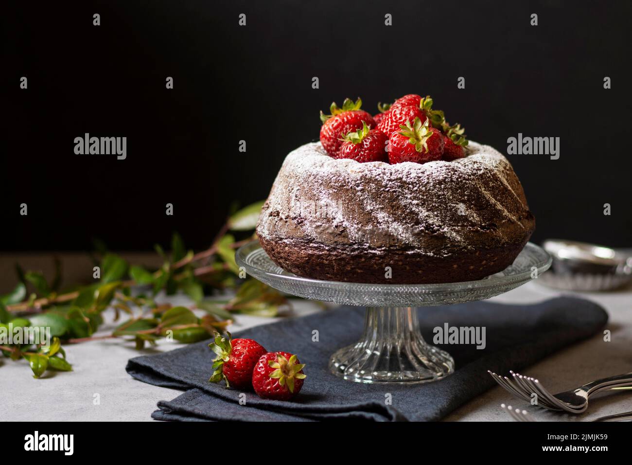 Vorderansicht Schokoladenkuchen Konzept Stockfoto