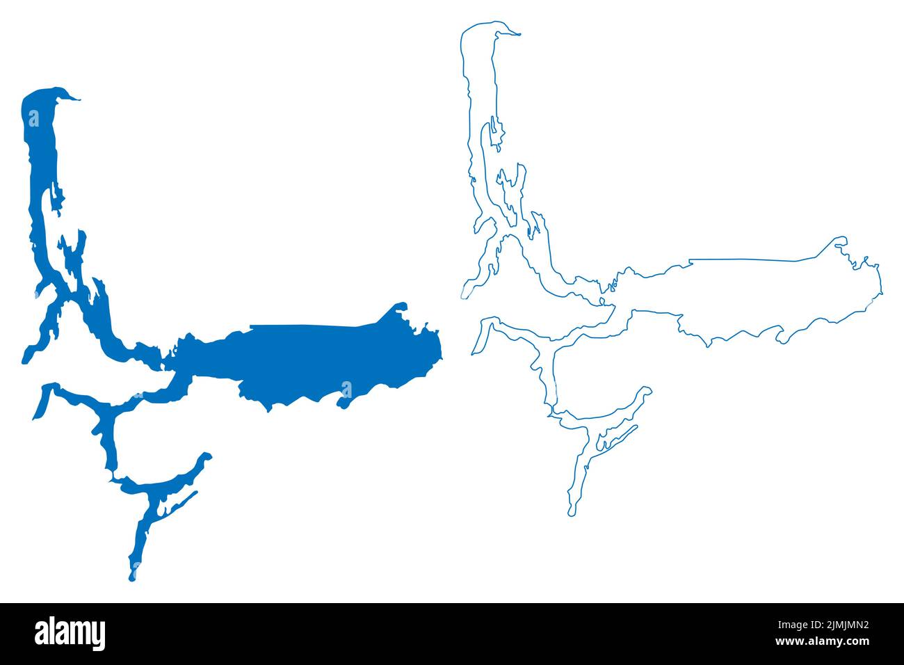 Lake Argentino (Südamerika, Argentinische Republik, Argentinien) Kartenvektordarstellung, Skizze Lago Argentino Karte Stock Vektor