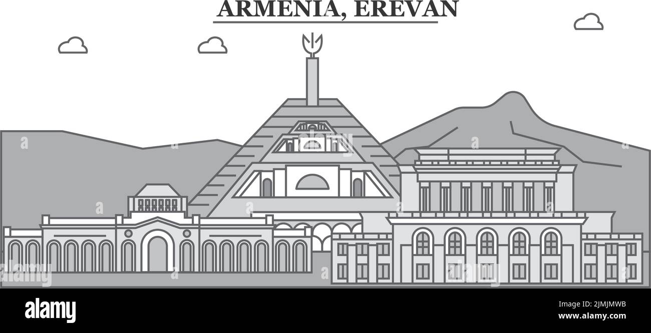 Armenien, Stadt Erevan Skyline isoliert Vektor-Illustration, Symbole Stock Vektor