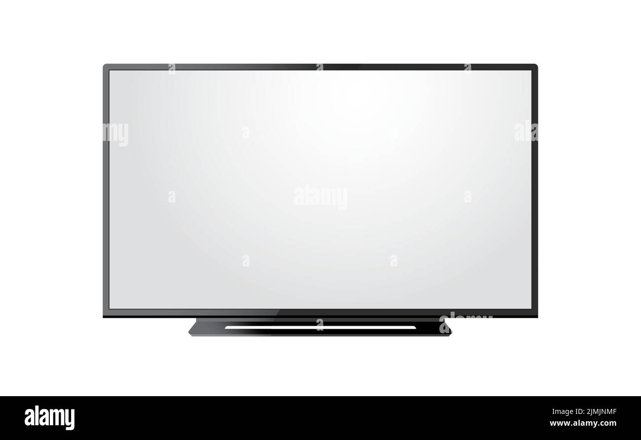 Realistischer LED-TV-Bildschirm Vorderansicht Mockup Hochglanz TV-Display Ständer Ausrüstung Stock Vektor