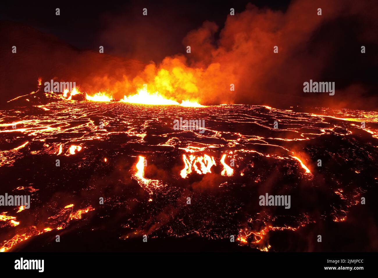 Meradalir Vulkan 2022, Vulkanausbruch in Island Stockfoto