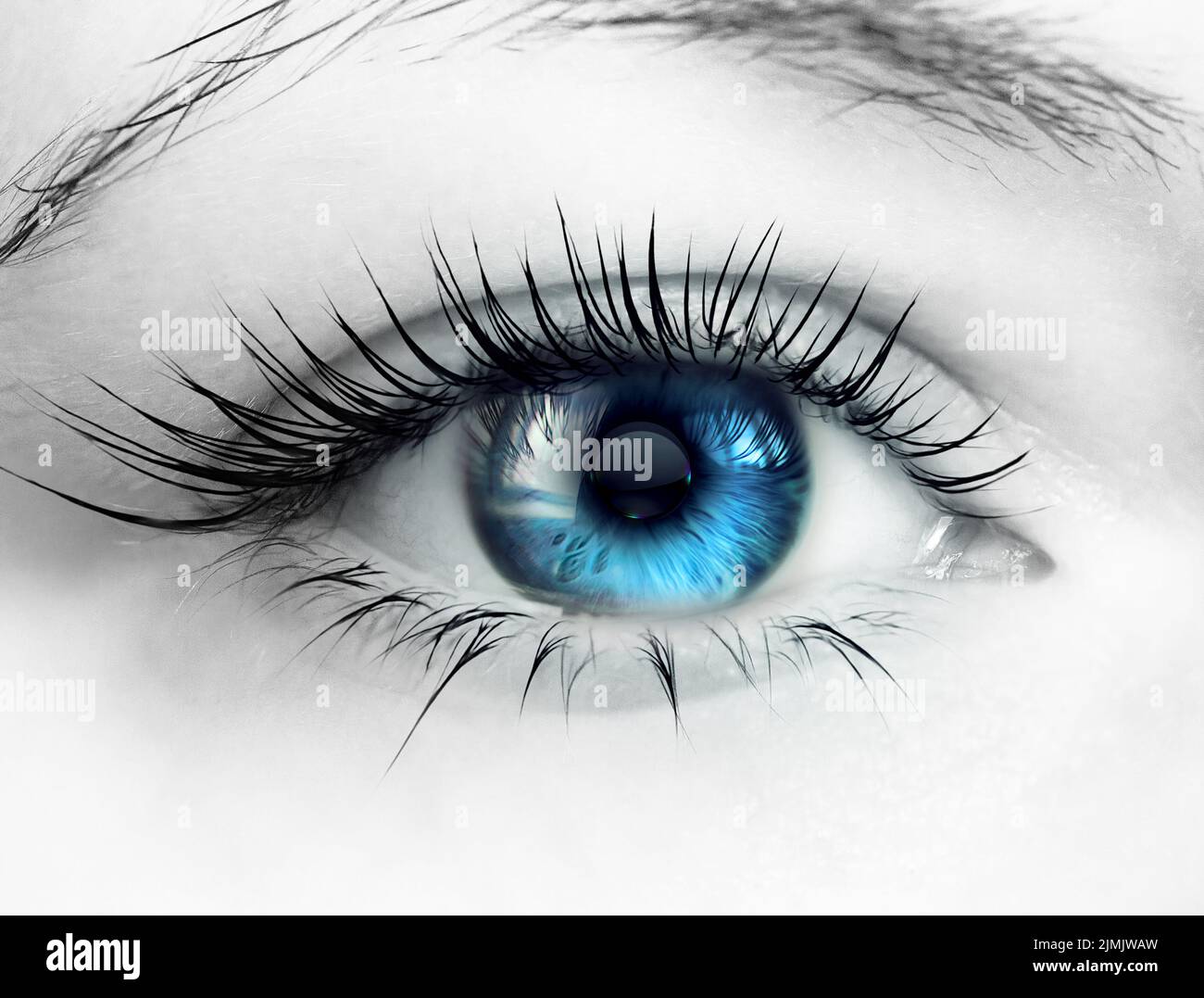 Leuchtendes Blaues Menschliches Auge Stockfoto