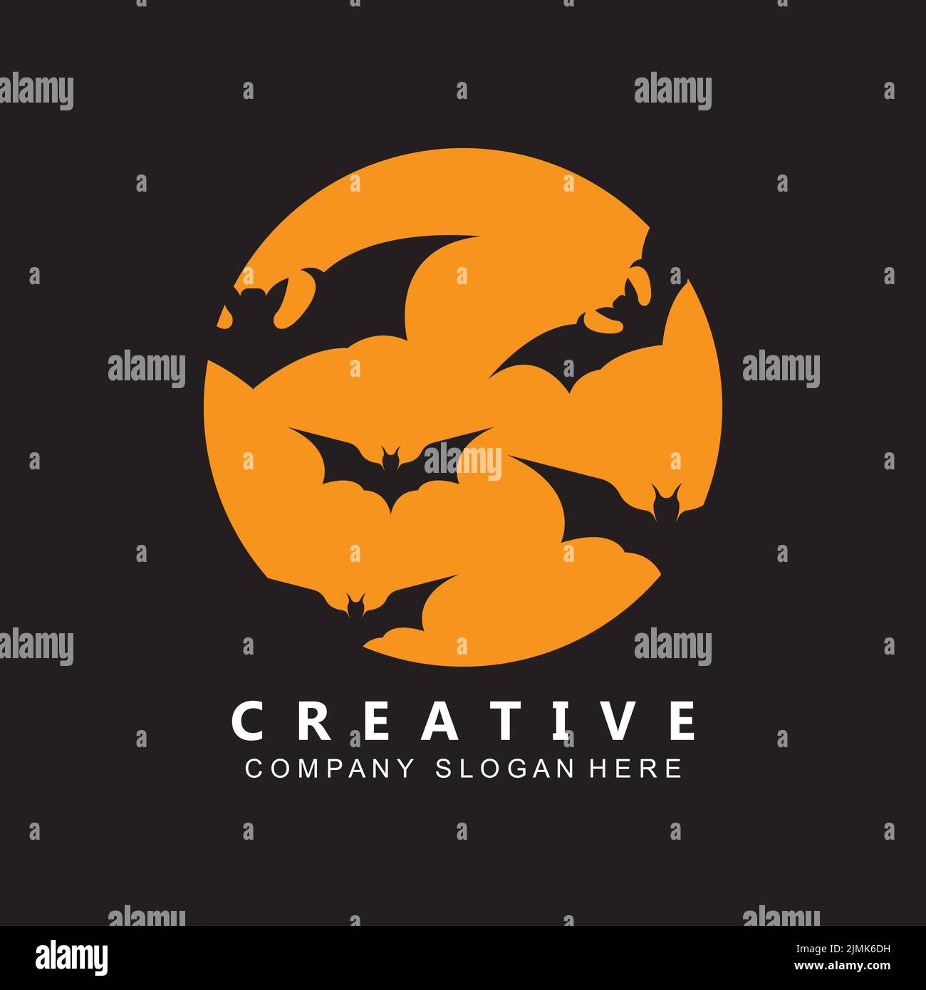 halloween Fledermaus und Haunted House Logo Vorlage Vektor-Symbol Stock Vektor